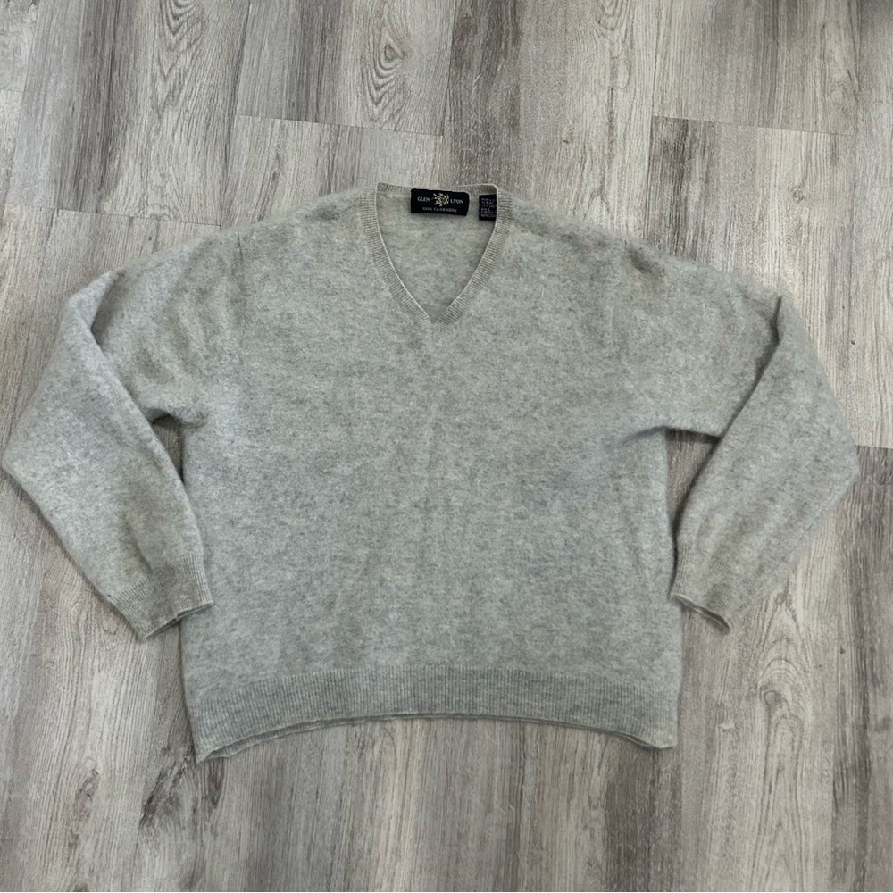 Glen Lyon Cashmere Sweater Womens Size L Grey V-neck Minimalist Sustainable